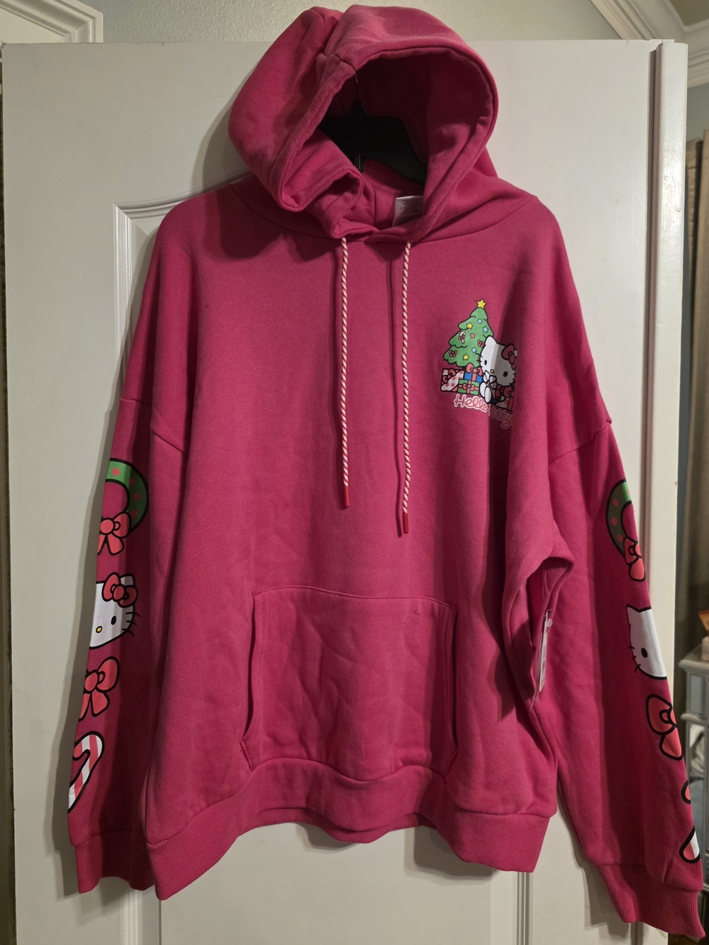 Sanrio Hello Kitty Bright Pink Holiday Pullover Hoodie